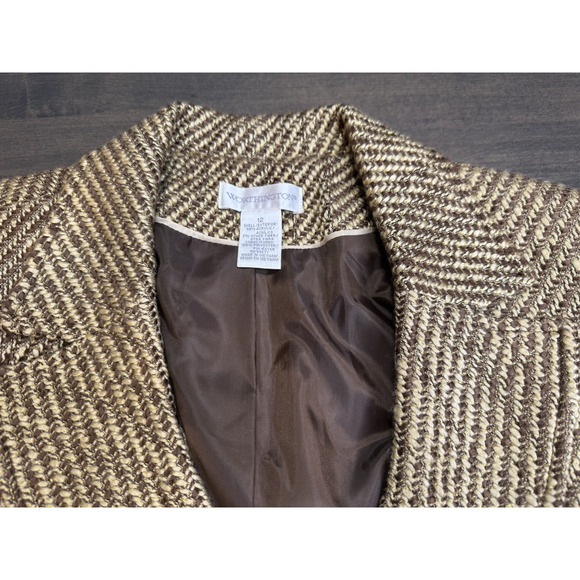 Worthington Women's Blazer Jacket Size 12 Brown/Cream Plaid Business Career NWT - Picture 4 of 4